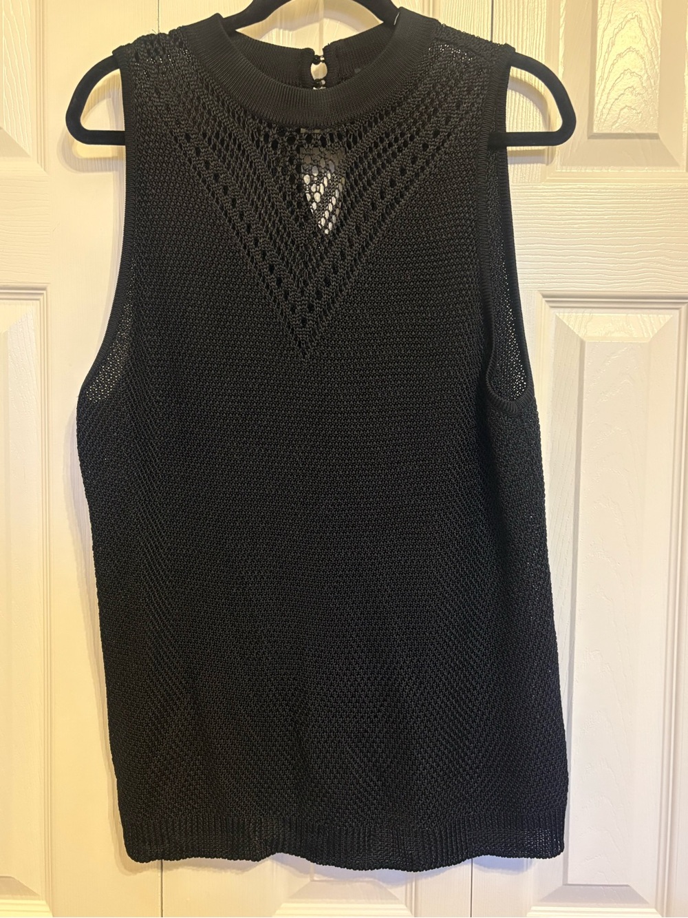 White House Black Market Black Rayon Sleeveless Knit Mock Neck Top XL